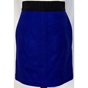 Milly Wool Pencil Skirt Cobalt Blue Black Classic Quiet Luxury Zipper